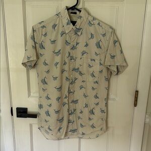 J. Crew Tan and Blue Casual Button Down Shirt